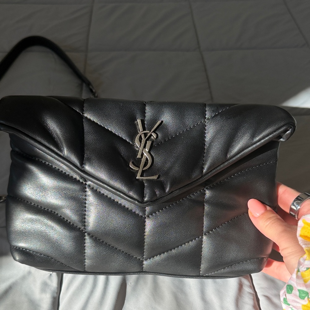 Black bag with YSL on front